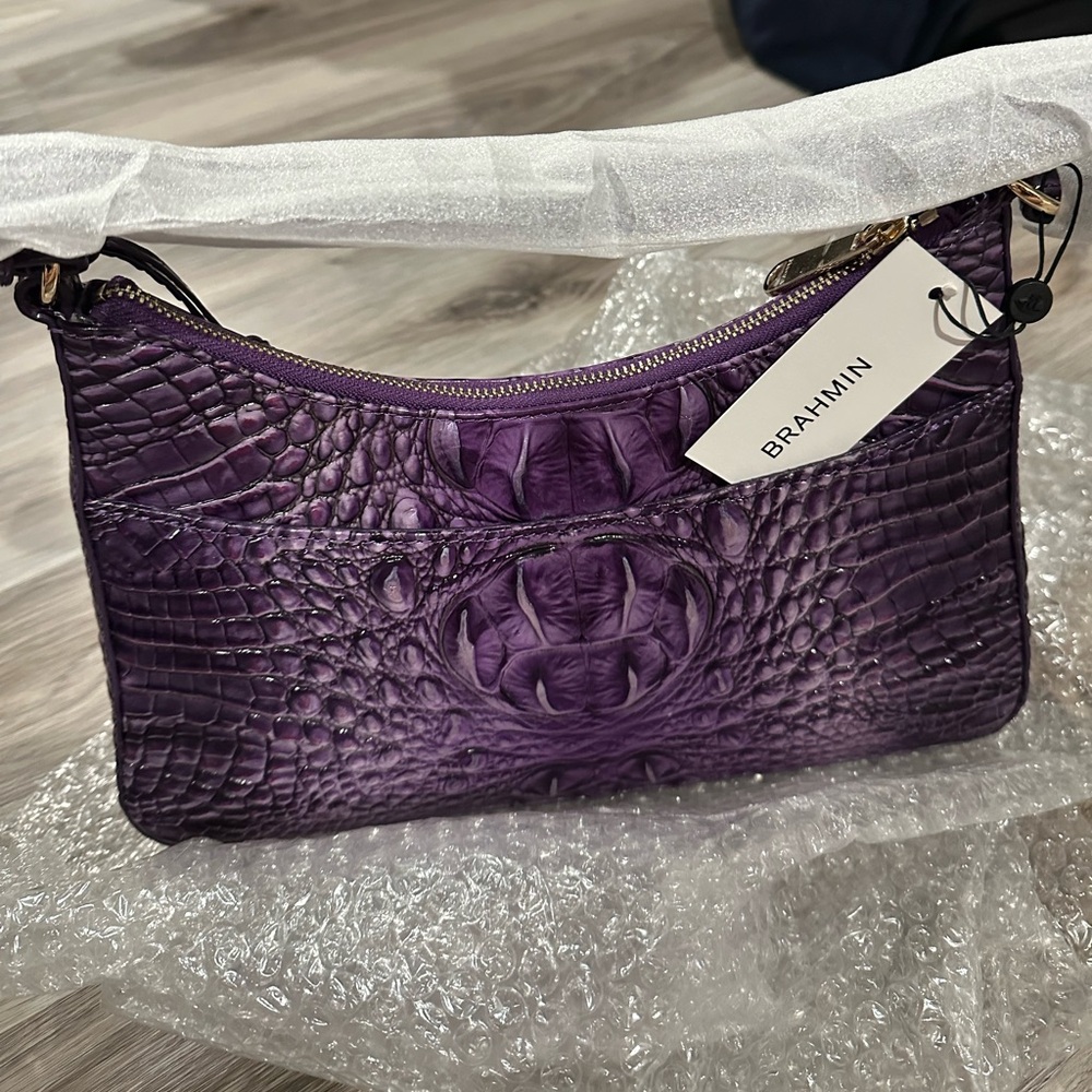 Brahmin Luxurious Purple Croc Shoulder Bag